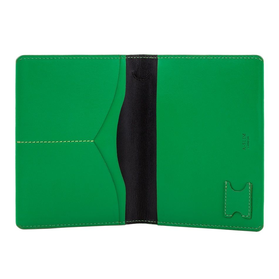 A-SLIM Leather Passport Holder Hoshi - Green